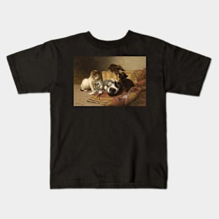 Playing Kittens By John Henry Dolph Digitally Enhanced Kids T-Shirt